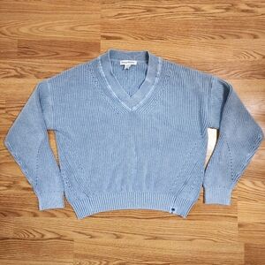 Tommy Bahama V Neck Sweater Womens Size S Blue Knit Long Sleeve Pullover